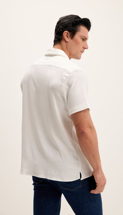 Lightweight Solid Camp Collar Shirt - Off White