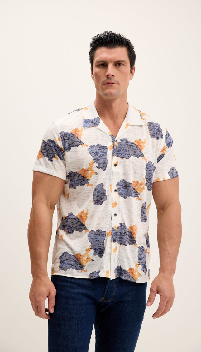 Printed Lightweight Collared Shirt - Cloudy