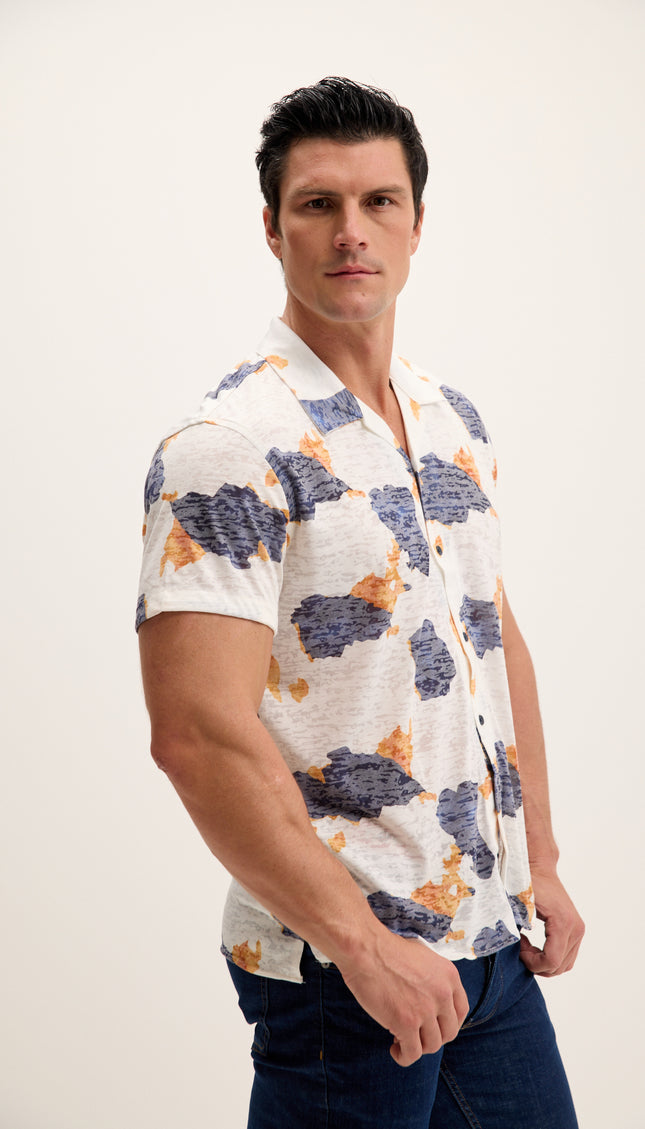 Printed Lightweight Collared Shirt - Cloudy