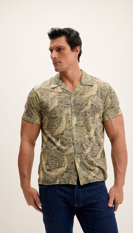 Leichtes Hemd mit Kragen – Storchgrün