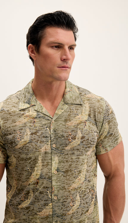 Leichtes Hemd mit Kragen – Storchgrün