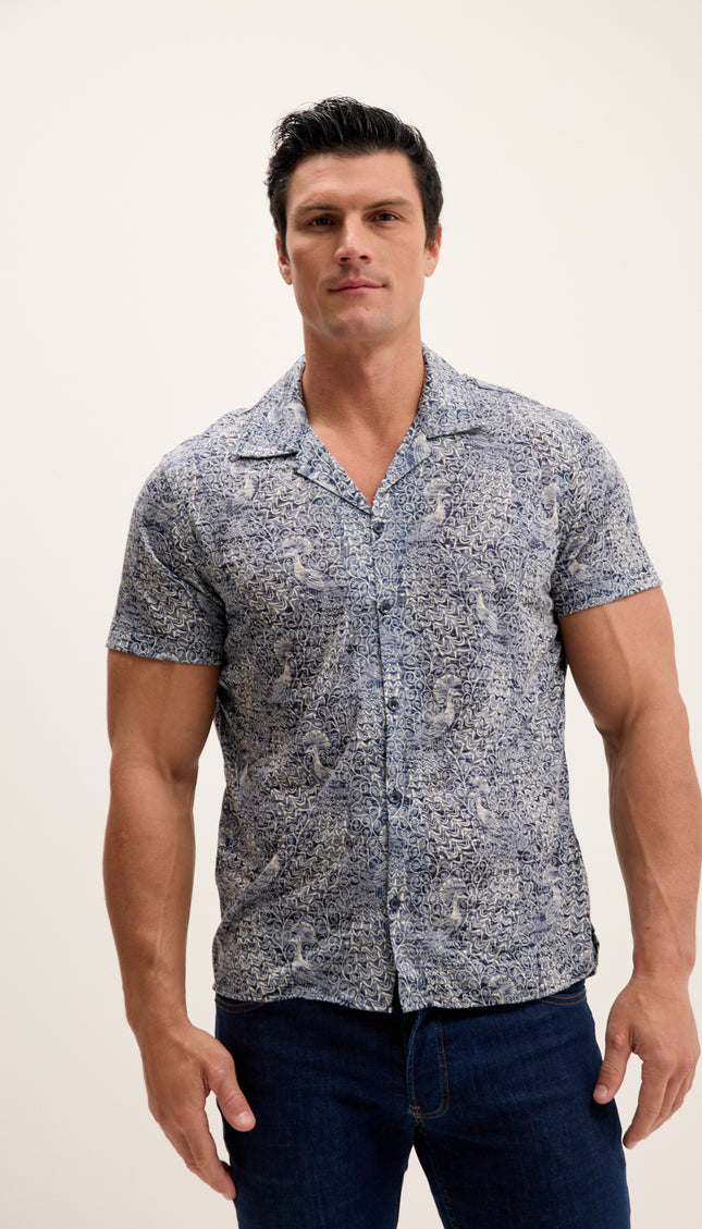 Collared Lightweight Shirt - Peacock Navy