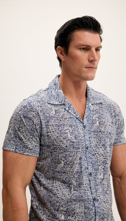 Leichtes Hemd mit Kragen – Pfauenblau