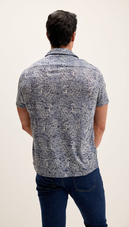 Leichtes Hemd mit Kragen – Pfauenblau