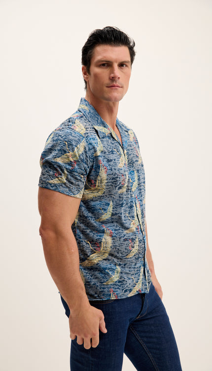 Leichtes Hemd mit Kragen – Storchblau