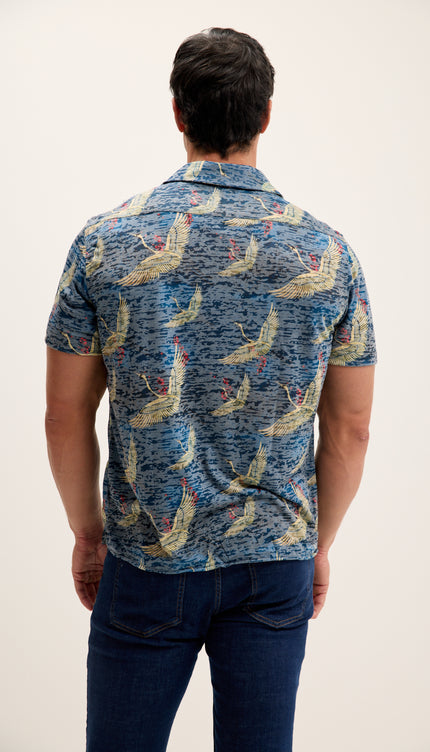 Leichtes Hemd mit Kragen – Storchblau