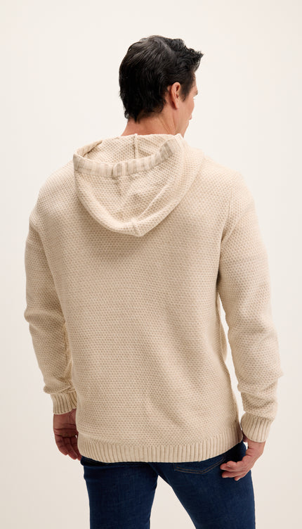 Full Button Up Waffled Cardigan - Beige