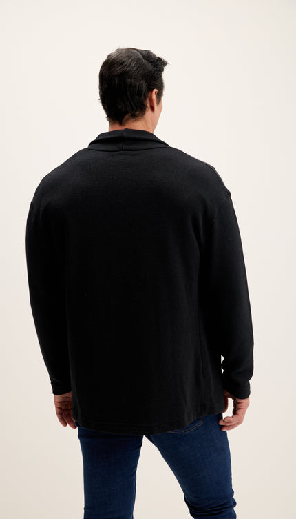 Open Front Relaxed Cardigan - Black