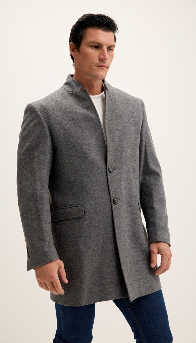 Wool Blend Peacoat -  Anthracite