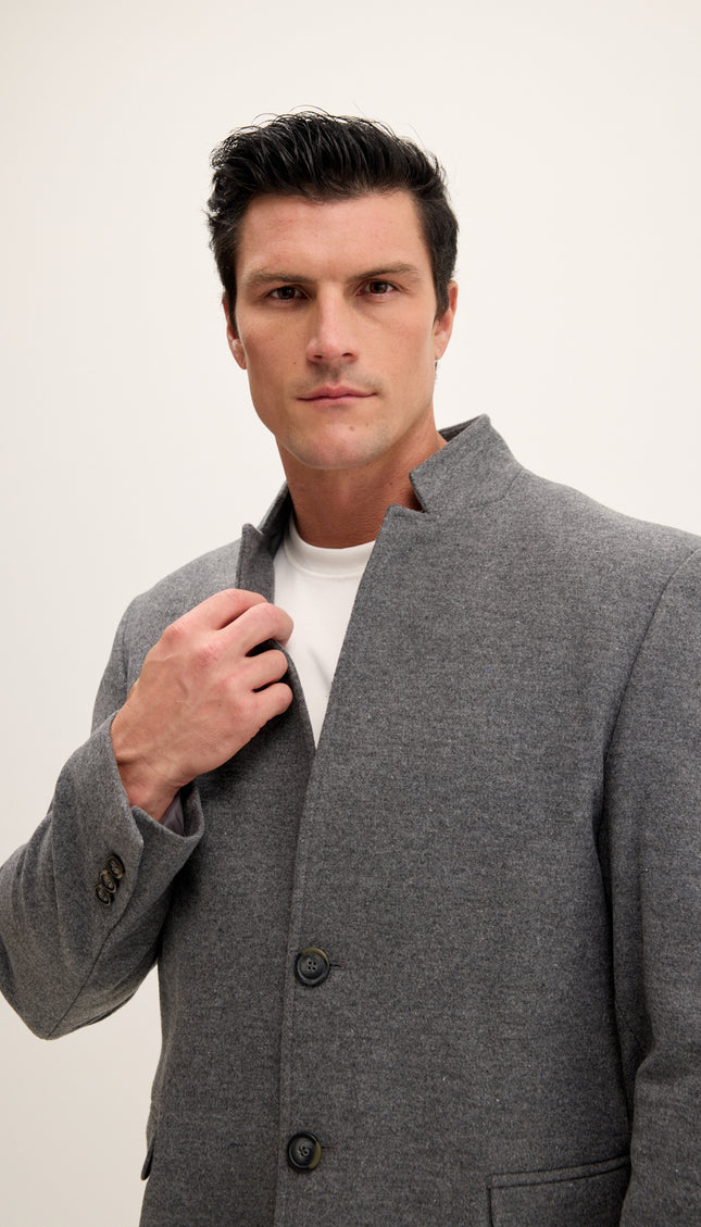 Wool Blend Peacoat -  Anthracite