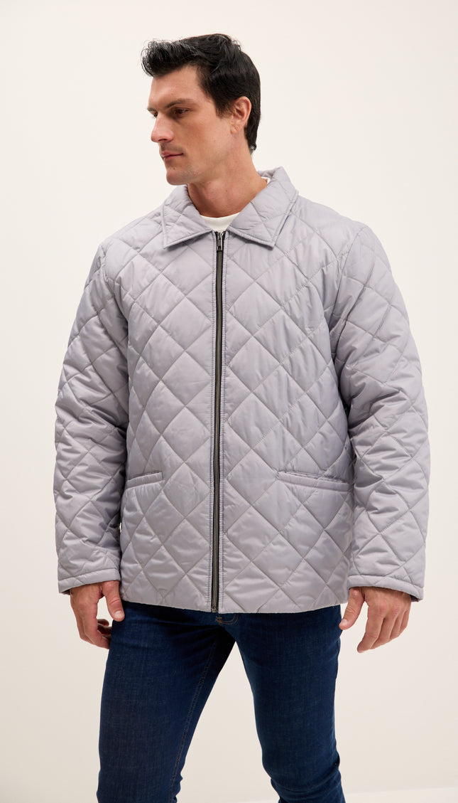 Light Padded Zipper Closure Jacket - Grey