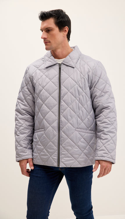 Light Padded Zipper Closure Jacket - Grey