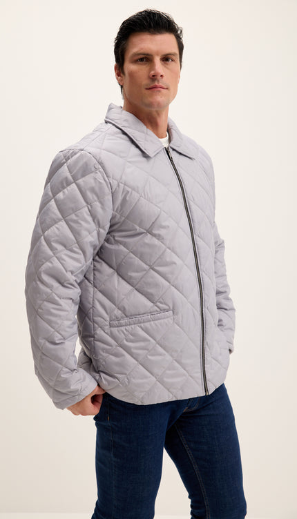 Light Padded Zipper Closure Jacket - Grey