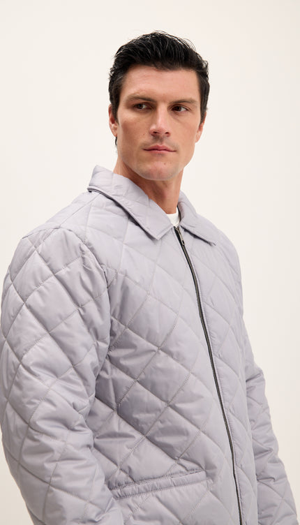 Light Padded Zipper Closure Jacket - Grey