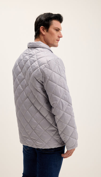 Light Padded Zipper Closure Jacket - Grey