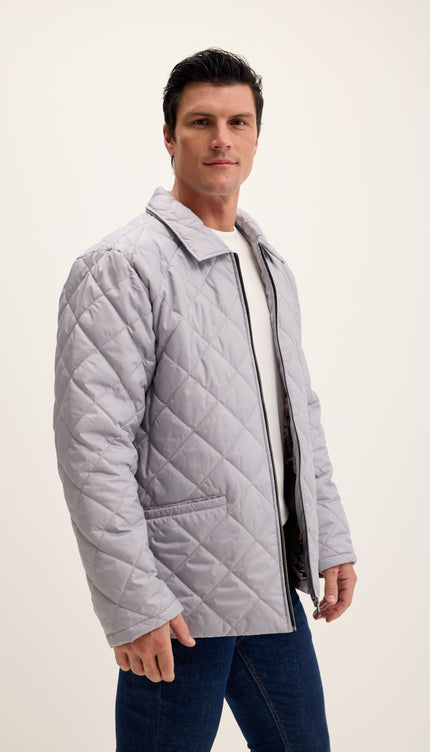 Light Padded Zipper Closure Jacket - Grey