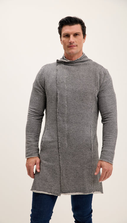 Asymmetric Rebel Cardigan - Black White