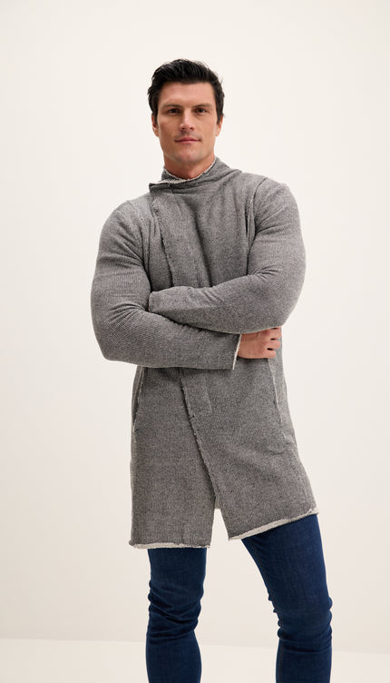 Asymmetric Rebel Cardigan - Black White