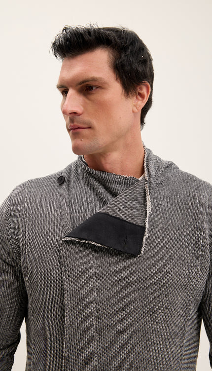 Asymmetric Rebel Cardigan - Black White