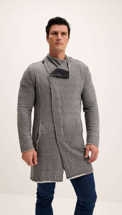 Asymmetric Rebel Cardigan - Black White