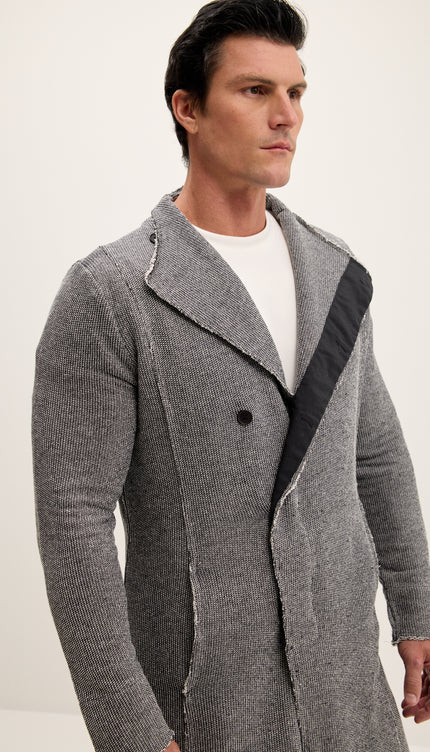 Asymmetric Rebel Cardigan - Black White