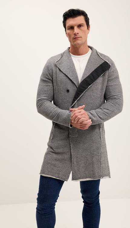 Asymmetric Rebel Cardigan - Black White