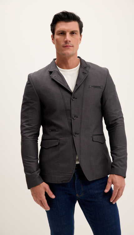 Symmetric Button Closure Jacket - Anthracite