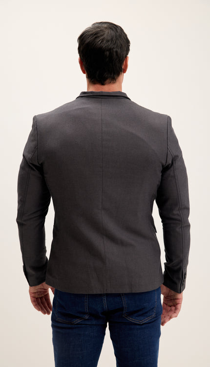 Symmetric Button Closure Jacket - Anthracite