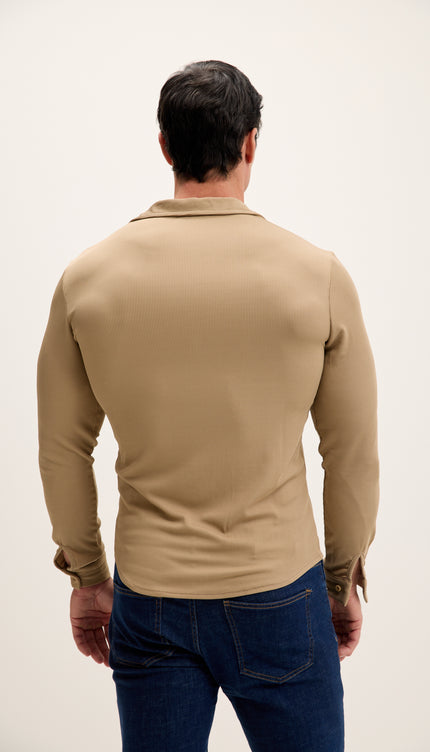 Lightweight Drapery Plisse Shirt - Beige