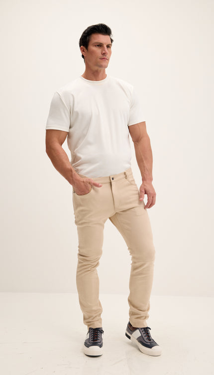 Microsuede Lightweight Tapered Pants - Off White