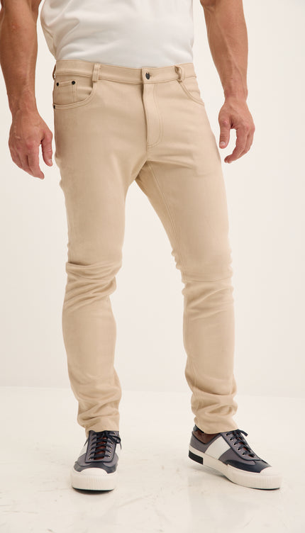 Microsuede Lightweight Tapered Pants - Off White
