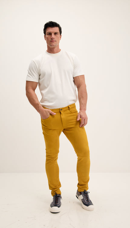 Microsuede Lightweight Tapered Pants - Mustard