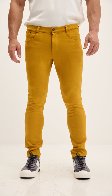 Microsuede Lightweight Tapered Pants - Mustard