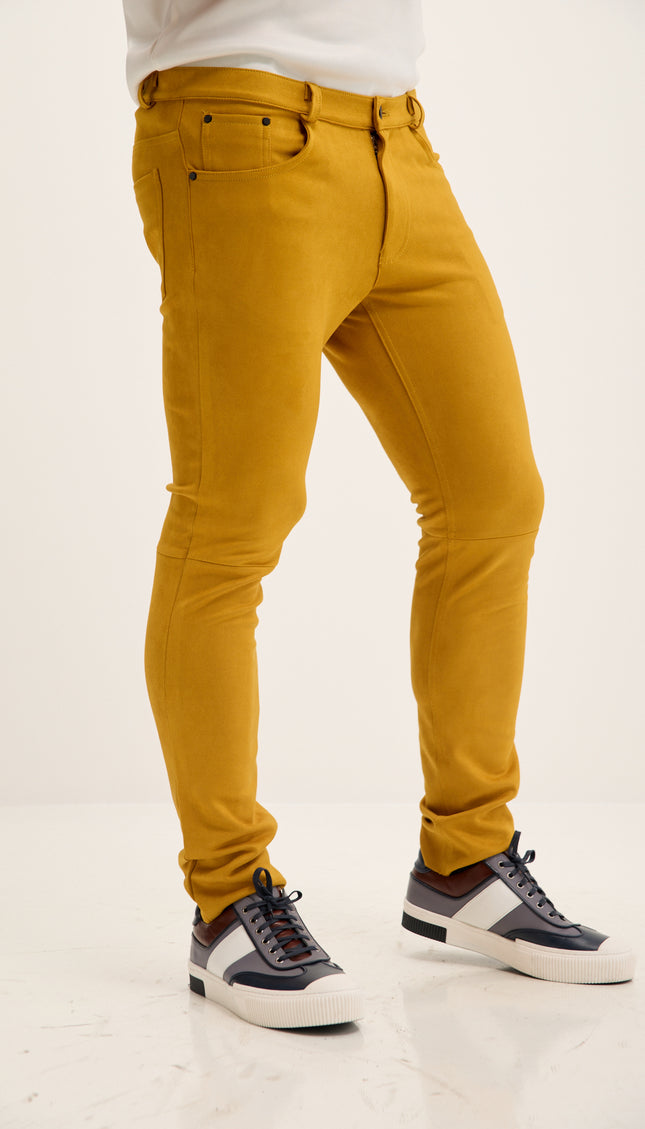 Microsuede Lightweight Tapered Pants - Mustard