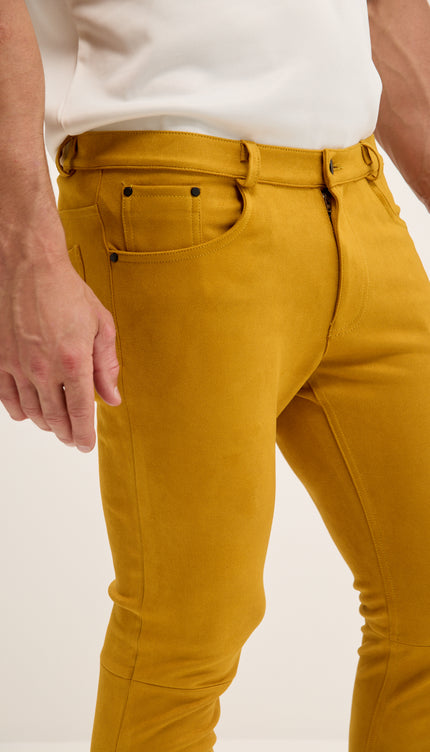 Microsuede Lightweight Tapered Pants - Mustard