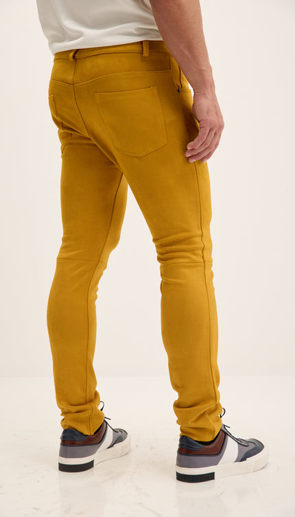 Microsuede Lightweight Tapered Pants - Mustard