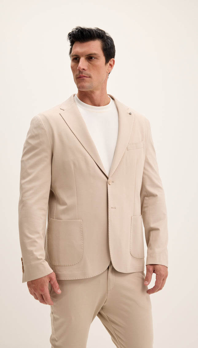 Lightweight Patch Pocket Jacket - Beige