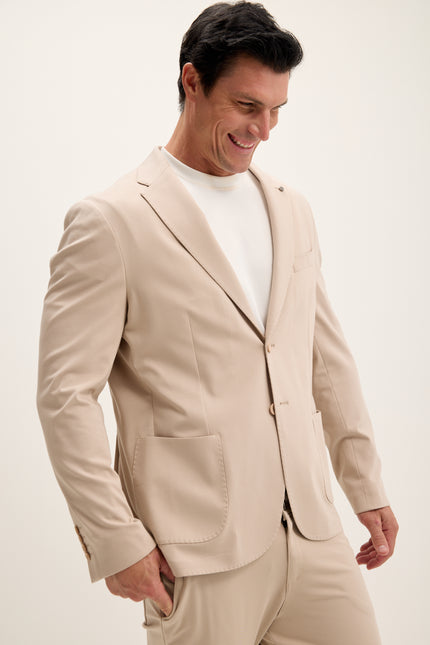 Men's Lightweight Patch Pocket Blazer - Beige | Ron Tomson