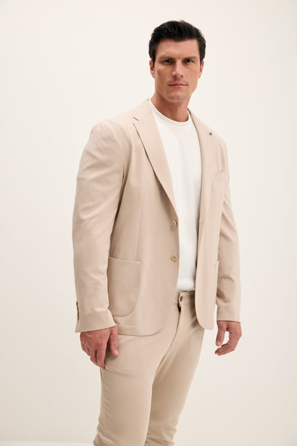 Men's Lightweight Patch Pocket Blazer - Beige | Ron Tomson