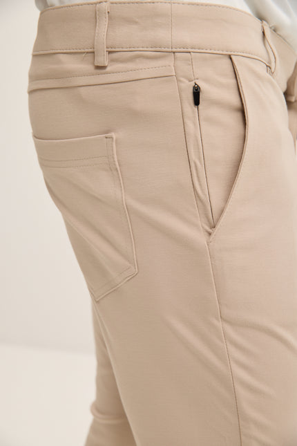 Men's Slim Tapered Casual Pants - Beige | Ron Tomson