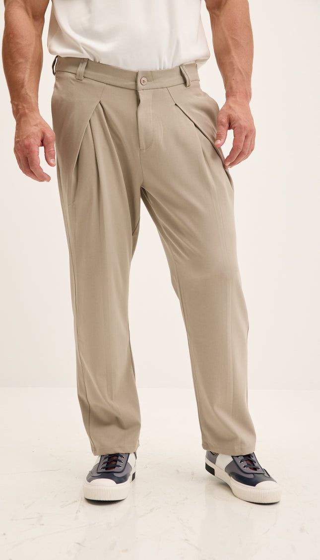 Pantalon décontracté à plis et rabat sur le devant - Pierre