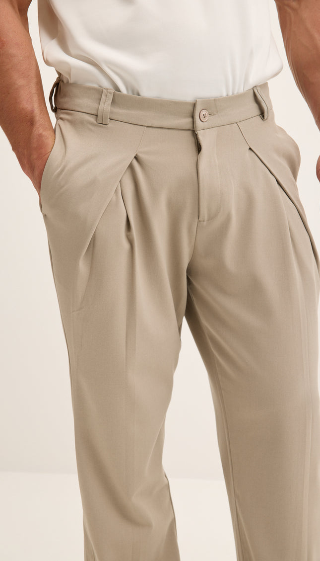 Pantalon décontracté à plis et rabat sur le devant - Pierre