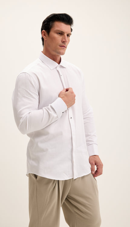 Classical Top  Front Stud Tuxedo Shirt - Houndstooth