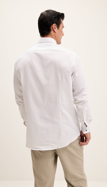 Classical Top  Front Stud Tuxedo Shirt - Houndstooth