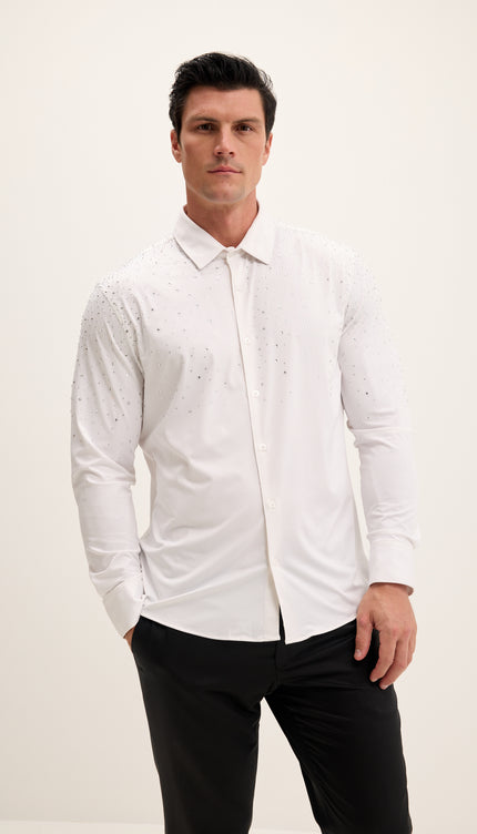 Kristallverziertes Hemd – Weiß