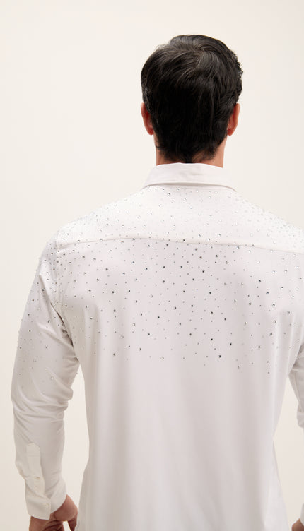Kristallverziertes Hemd – Weiß
