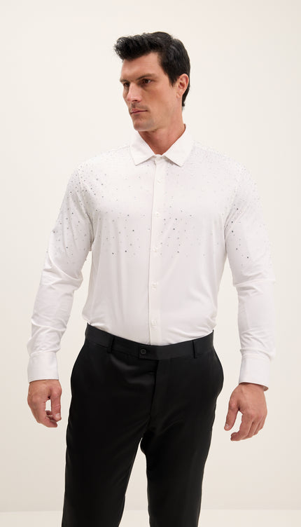Kristallverziertes Hemd – Weiß