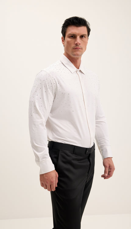 Kristallverziertes Hemd – Weiß