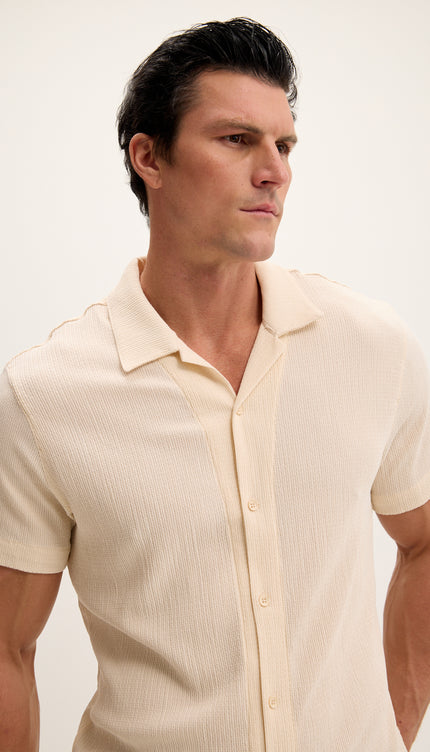 Lightweight Solid Camp Collar Shirt - Beige