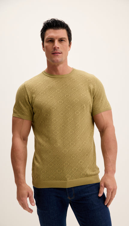 Geometric Crochet Knit Top - Light Green